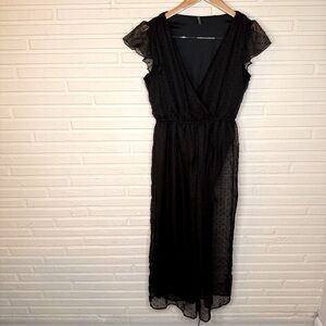 Nevena Rae Black Monochrome Polka Dot Wide Leg Jumpsuit, Women’s Size Large